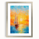 Sunset Sailing Dream – Colorful Ship on the Horizon Canvas Art