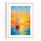 Sunset Sailing Dream – Colorful Ship on the Horizon Canvas Art