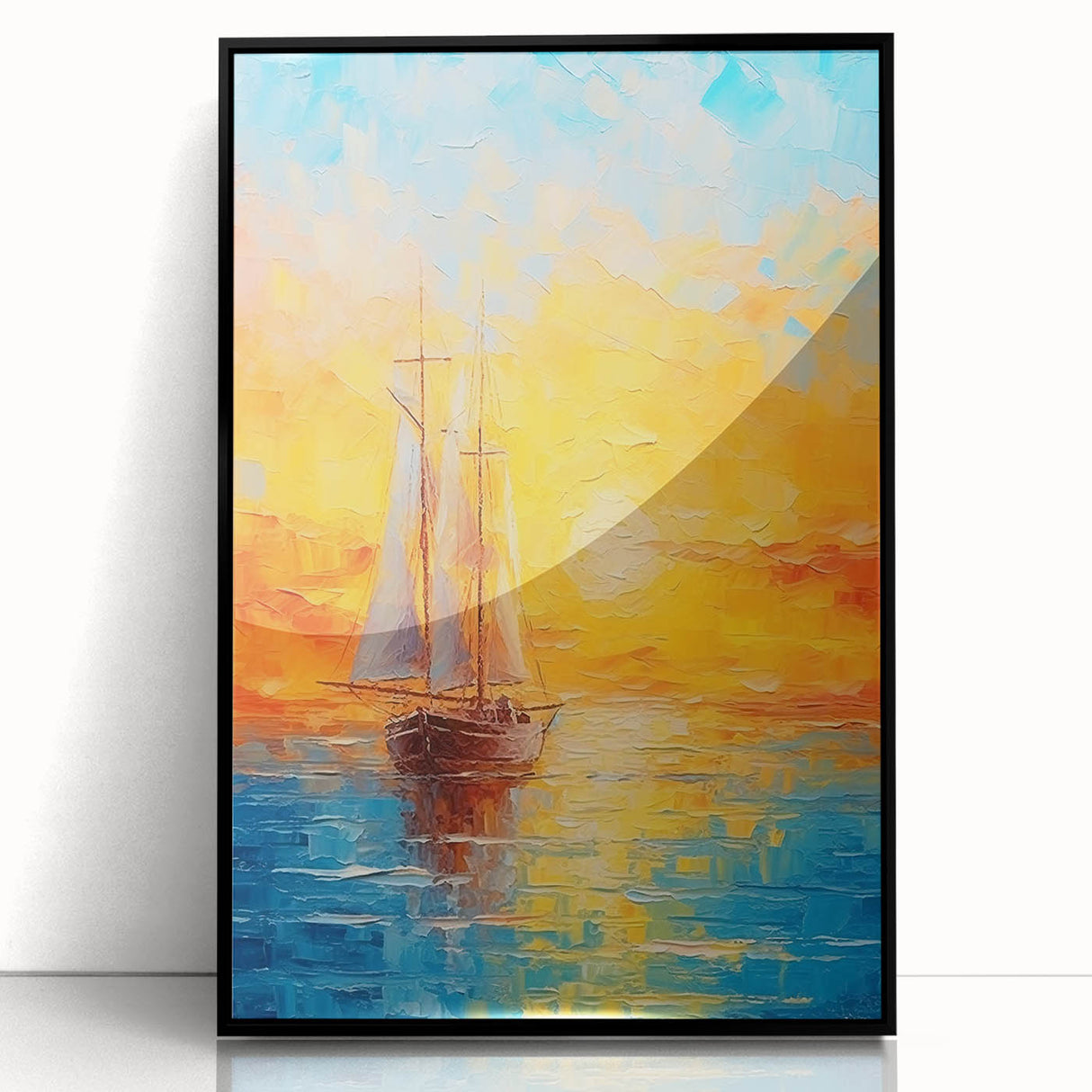 Sunset Sailing Dream – Colorful Ship on the Horizon Canvas Art