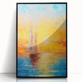 Sunset Sailing Dream – Colorful Ship on the Horizon Canvas Art