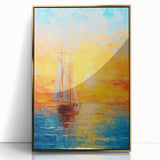 Sunset Sailing Dream – Colorful Ship on the Horizon Canvas Art
