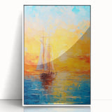 Sunset Sailing Dream – Colorful Ship on the Horizon Canvas Art