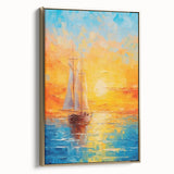 Sunset Sailing Dream – Colorful Ship on the Horizon Canvas Art