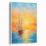 Sunset Sailing Dream – Colorful Ship on the Horizon Canvas Art