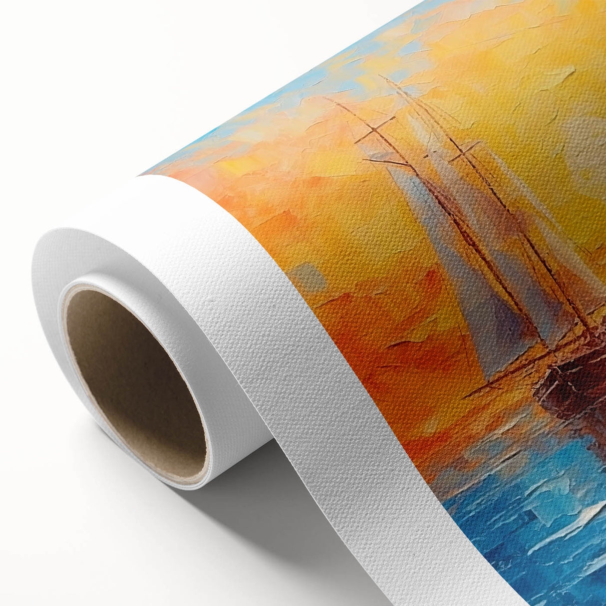Sunset Sailing Dream – Colorful Ship on the Horizon Canvas Art