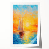 Sunset Sailing Dream – Colorful Ship on the Horizon Canvas Art