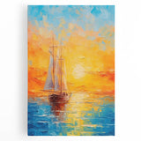 Sunset Sailing Dream – Colorful Ship on the Horizon Canvas Art