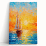 Sunset Sailing Dream – Colorful Ship on the Horizon Canvas Art