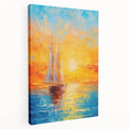 Sunset Sailing Dream – Colorful Ship on the Horizon Canvas Art