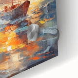 Radiant Sunset Sailing – Golden Horizon Canvas Art with Sailboat