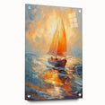 Radiant Sunset Sailing – Golden Horizon Canvas Art with Sailboat