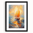 Radiant Sunset Sailing – Golden Horizon Canvas Art with Sailboat