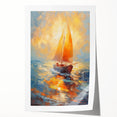 Radiant Sunset Sailing – Golden Horizon Canvas Art with Sailboat