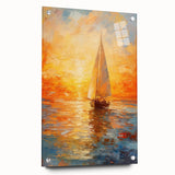 Golden Skies Sailboat – Sunset Reflection Canvas Art for Serene Spaces