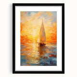 Golden Skies Sailboat – Sunset Reflection Canvas Art for Serene Spaces