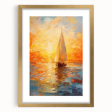 Golden Skies Sailboat – Sunset Reflection Canvas Art for Serene Spaces