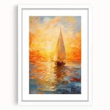 Golden Skies Sailboat – Sunset Reflection Canvas Art for Serene Spaces