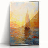 Golden Skies Sailboat – Sunset Reflection Canvas Art for Serene Spaces