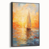 Golden Skies Sailboat – Sunset Reflection Canvas Art for Serene Spaces