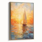 Golden Skies Sailboat – Sunset Reflection Canvas Art for Serene Spaces