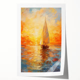 Golden Skies Sailboat – Sunset Reflection Canvas Art for Serene Spaces