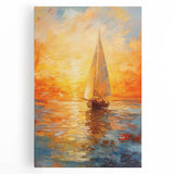 Golden Skies Sailboat – Sunset Reflection Canvas Art for Serene Spaces