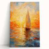 Golden Skies Sailboat – Sunset Reflection Canvas Art for Serene Spaces
