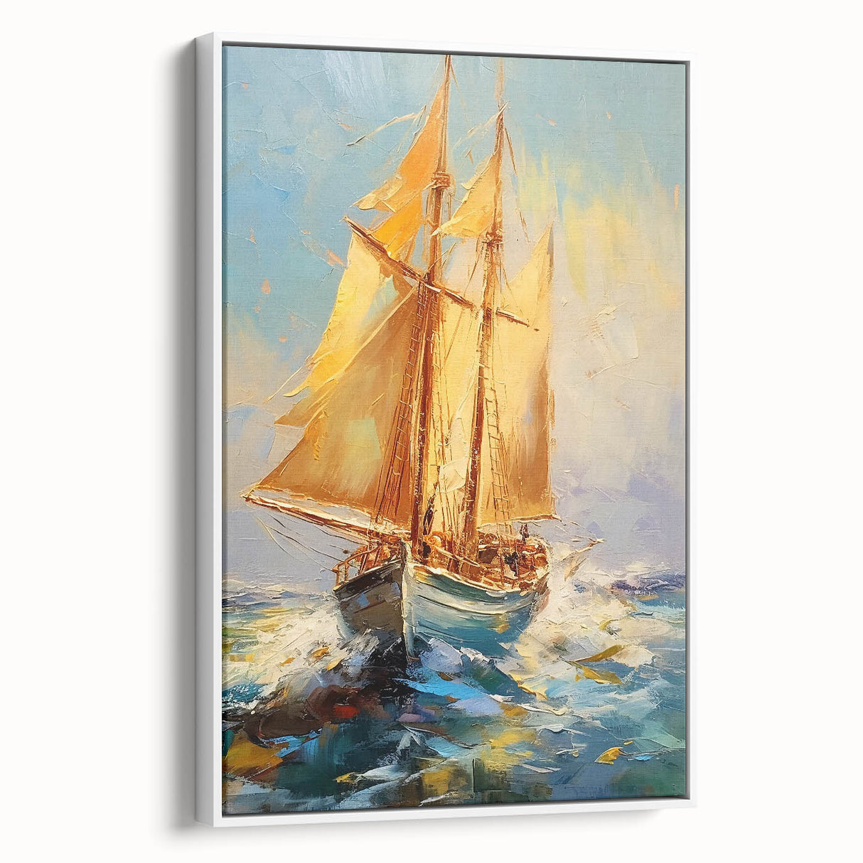 Majestic Voyage – Textured Sailboat Canvas Art for Dynamic Spaces