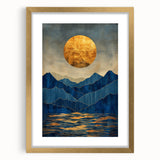 Golden Horizon – Abstract Mountain and Sun Art with Luxe Gold Leaf