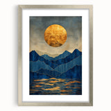 Golden Horizon – Abstract Mountain and Sun Art with Luxe Gold Leaf