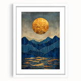 Golden Horizon – Abstract Mountain and Sun Art with Luxe Gold Leaf