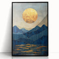 Golden Horizon – Abstract Mountain and Sun Art with Luxe Gold Leaf