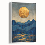Golden Horizon – Abstract Mountain and Sun Art with Luxe Gold Leaf