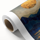 Golden Horizon – Abstract Mountain and Sun Art with Luxe Gold Leaf