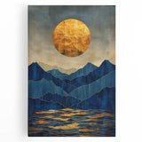 Golden Horizon – Abstract Mountain and Sun Art with Luxe Gold Leaf