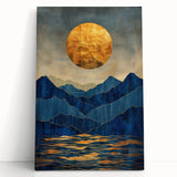 Golden Horizon – Abstract Mountain and Sun Art with Luxe Gold Leaf