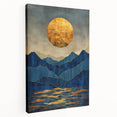 Golden Horizon – Abstract Mountain and Sun Art with Luxe Gold Leaf
