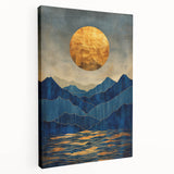 Golden Horizon – Abstract Mountain and Sun Art with Luxe Gold Leaf