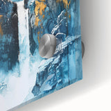 Icy Peaks – Majestic Mountain Waterfall Art with Luxe Gold Details
