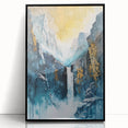 Icy Peaks – Majestic Mountain Waterfall Art with Luxe Gold Details