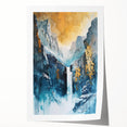 Icy Peaks – Majestic Mountain Waterfall Art with Luxe Gold Details