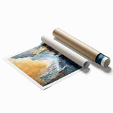 Icy Peaks – Majestic Mountain Waterfall Art with Luxe Gold Details