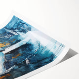 Icy Peaks – Majestic Mountain Waterfall Art with Luxe Gold Details