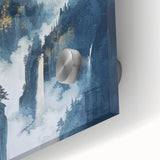 Glam Wall Art with Waterfall Scene - Luxury Metallic and Chic Decor