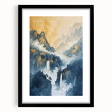 Glam Wall Art with Waterfall Scene - Luxury Metallic and Chic Decor