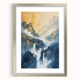 Glam Wall Art with Waterfall Scene - Luxury Metallic and Chic Decor