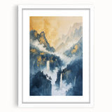 Glam Wall Art with Waterfall Scene - Luxury Metallic and Chic Decor