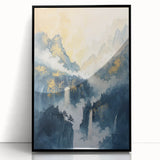 Glam Wall Art with Waterfall Scene - Luxury Metallic and Chic Decor