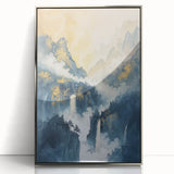 Glam Wall Art with Waterfall Scene - Luxury Metallic and Chic Decor