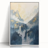Glam Wall Art with Waterfall Scene - Luxury Metallic and Chic Decor